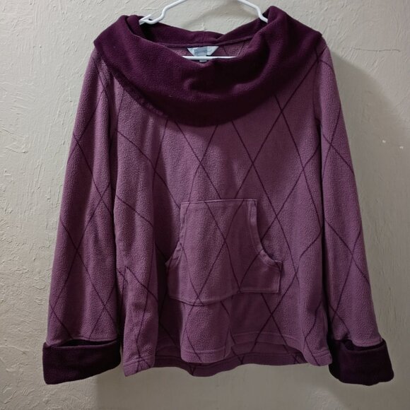 Pajamagram Plum Diamond Fleece Pullover Hoodie – Size M - Picture 1 of 3